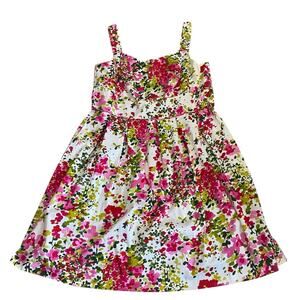 Jessica Howard Floral Cotton Blend Fit & Flare Dress Pockets Pink Green 18W